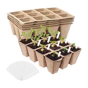 20 De Pachete De Semințe De Starter Kit Tava,Turba, Ghivece Pentru Flori & Legume,240 Celule Biodegradabile Vase Răsaduri Germinare Tăvi