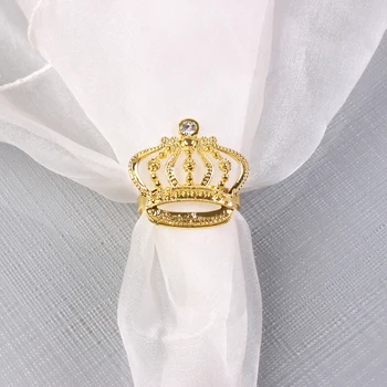 4buc de Aur de Moda Inele pentru Șervețele Spumante Șervețel Catarame Coroana suporturi pentru Șervețele de Mese Setarea de Masă Decor pentru Petrecerea de Nunta