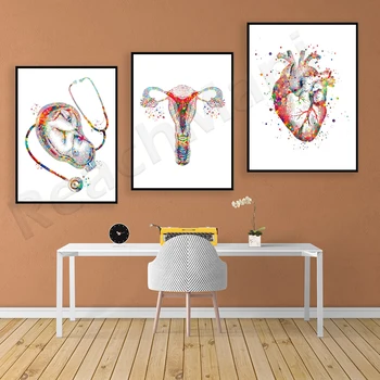 Anatomia feminină Copilul În Uter Stetoscop Anatomie Inima Uterului Desen Arta Medicala Obstetrica si Ginecologie Poster Urbanism Cadou