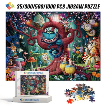Desene animate Disney Carton Gros-Uri 35/300/500/1000buc Jigsaw Puzzle-uri pentru Adulți Alice În țara Minunilor Anime Puzzle-uri pentru Copii Jucarii